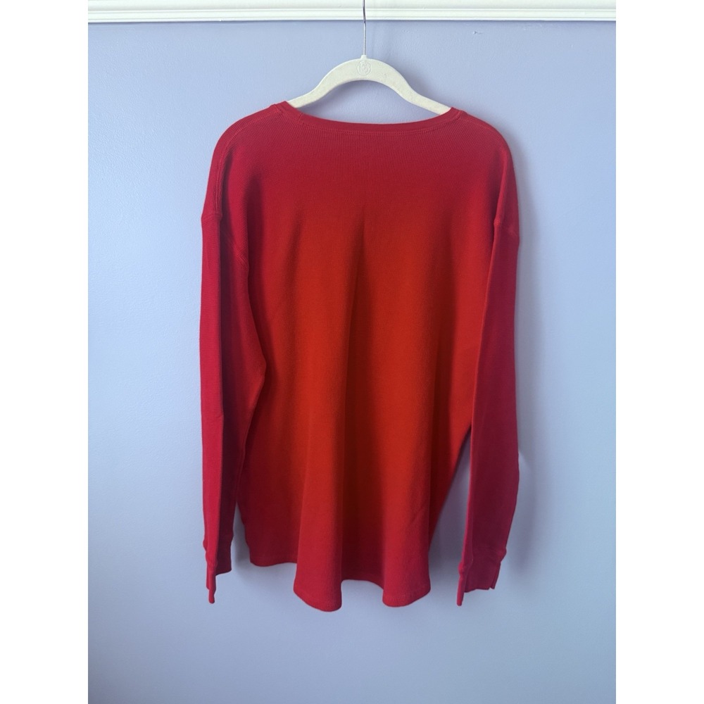 Women's Disney Mickey Mouse Long Tunic sleep Shirt Sz XL red thermal 100% Cotton - Picture 5 of 5